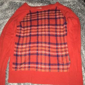 Merona Xs red plaid knit sweater